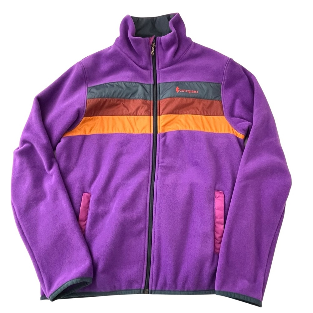 Cotopaxi Retro Stripe Fleece Jacket Purple Womens M Full Zip Outdoor Hiking
